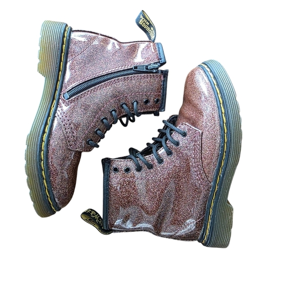 Dr. Martens 1460 Brown Glitter Lace-up Side-zip Combat Boots, Girl's Size 9 - Picture 4 of 8